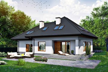  Projekt domu Obi (SKA1040) - projekt domu parterowego z poddaszem - Zdjęcie 2