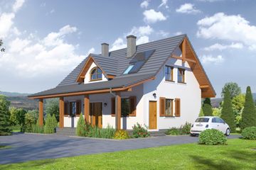  Projekt domu Zawoja mk1t (KRP1853) - projekt domu parterowego z poddaszem - Zdjęcie 1
