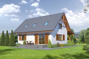  Projekt domu Zawoja mk1t (KRP1853) - projekt domu parterowego z poddaszem - Zdjęcie 2