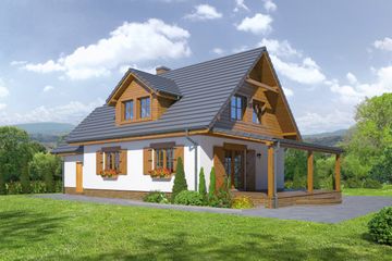  Projekt domu Cisna 15g (KRP1855) - projekt domu parterowego z poddaszem - Zdjęcie 2