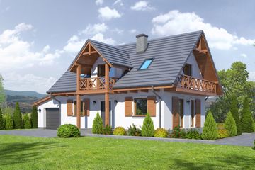  Projekt domu Zawoja dws 13a (KRP1858) - projekt domu parterowego z poddaszem - Zdjęcie 1