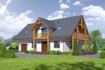  Projekt domu Milicz 51 dws (KRP1859) - projekt domu parterowego z poddaszem - Zdjęcie 1