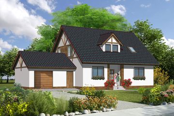  Projekt domu W-27.12a z bud. gosp. (JGC1088) - projekt domu parterowego z poddaszem - Zdjęcie 1