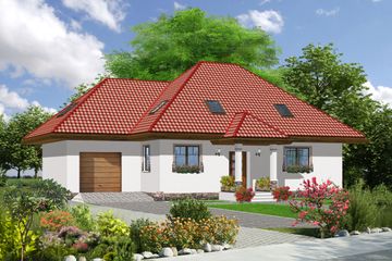  Projekt domu W-30.12 garaż 1 stanowiskowy (JGC1093) - projekt domu parterowego z poddaszem - Zdjęcie 1