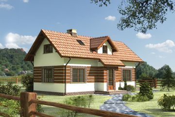  Projekt domu Kąkol - szkielet drewniany lekki (KRD2649) - projekt domu parterowego z poddaszem - Zdjęcie 1