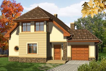  Projekt domu Opera z garażem jednostanowiskowym (WRN1145) - projekt domu parterowego z poddaszem - Zdjęcie 1