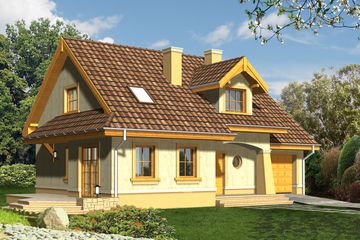  Projekt domu Orzech z garażem 1 stanowiskowym (WRN1072) - projekt domu parterowego z poddaszem - Zdjęcie 3