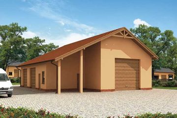  Projekt garażu G226 garaż trzystanowiskowy z pomieszczeniami gospodarczymi (SLN1449) - projekt garażu parterowego - Zdjęcie 3