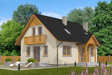  Projekt domu Domek Prosty (009SK) (SLF1050) - projekt domu parterowego z poddaszem - Zdjęcie 1