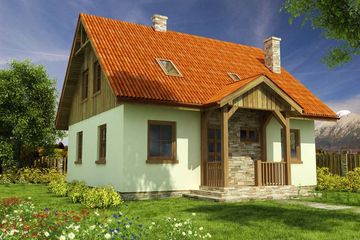  Projekt domu Domek Ciepły (012 SK V1) (SLF1051) - projekt domu parterowego z poddaszem - Zdjęcie 1