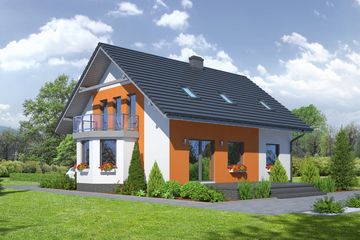 Projekt domu Sadowo - parterowy z poddaszem dom o powierzchni 136,79 m², dach dwuspadowy - ujęcie 2