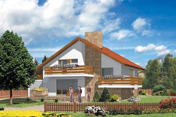  Projekt domu W-028 (KRA3832) - projekt domu parterowego z poddaszem - Zdjęcie 1