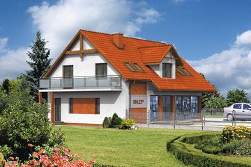  Projekt budynku usługowego WB-0016 (KRA3568) - projekt budynku parterowego z poddaszem - Zdjęcie 6