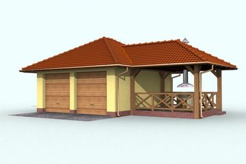 Projekt garażu G63 garaż dwustanowiskowy - parterowy dom o powierzchni 47,10 m², dach kopertowy - ujęcie 3