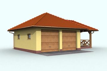 Projekt garażu G63 garaż dwustanowiskowy - parterowy dom o powierzchni 47,10 m², dach kopertowy - ujęcie 4