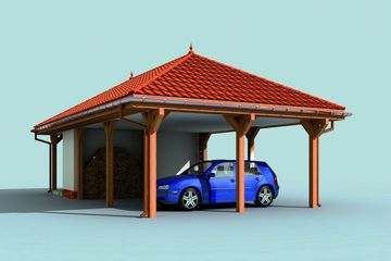  Projekt budynku gospodarczego G239 wiata garażowa dwustanowiskowa z pomieszczeniem gospodarczym (SLN1474) - projekt budynku parterowego - Zdjęcie 4