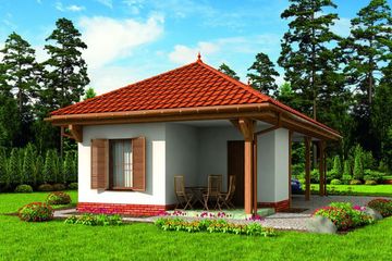 Projekt budynku gospodarczego G239 budynek gospodarczy - parterowy dom o powierzchni 17,51 m², dach kopertowy - ujęcie 3