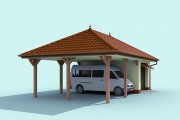  Projekt garażu G249 garaż jednostanowiskowy z wiatą (SLN1742) - projekt garażu parterowego - Zdjęcie 3