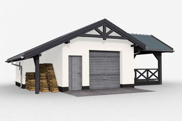  Projekt garażu G53 Szkielet drewniany (SLN2194) - projekt garażu parterowego - Zdjęcie 3