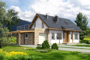 Projekt domu Leon II DCP231a - parterowy z poddaszem dom o powierzchni 103,78 m², dach dwuspadowy - ujęcie 2