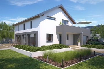 Projekt domu Bergamo III DCP343b - parterowy z poddaszem dom o powierzchni 161,75 m², dach dwuspadowy, koszt budowy 430 000 zł - ujęcie frontu