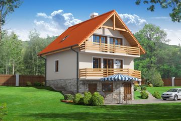  Projekt domu Świerkowo (KRP1218) - projekt domu parterowego z poddaszem - Zdjęcie 2