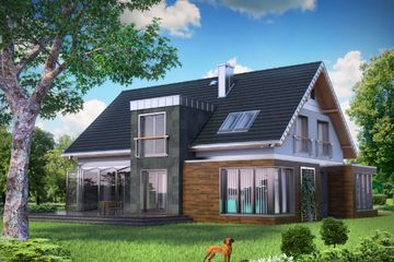  Projekt domu Helios Max - murowana – beton komórkowy (KRD2660) - projekt domu parterowego z poddaszem - Zdjęcie 2