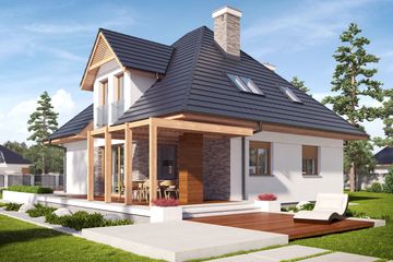 Projekt domu Tilda G1 - parterowy z poddaszem dom o powierzchni 154 m², dach kopertowy - ujęcie 2