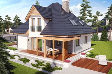 Projekt domu Tilda G1 - parterowy z poddaszem dom o powierzchni 154 m², dach kopertowy - ujęcie 3