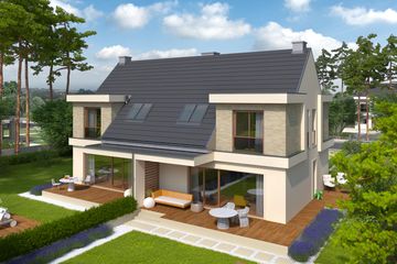  Projekt domu Oliwier z wiatą (dwulokalowy) (WRC2624) - projekt domu parterowego z poddaszem - Zdjęcie 1