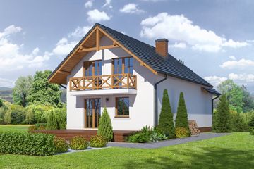  Projekt domu Osiek wąski 29 (KRP1897) - projekt domu parterowego z poddaszem - Zdjęcie 2