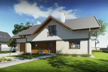 Projekt domu Wiliam VII - parterowy z poddaszem dom o powierzchni 159,60 m², dach dwuspadowy - ujęcie 2
