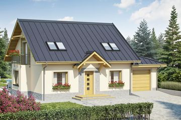  Projekt domu w Pensylwanii 2 z garażem (kotłownia na paliwo stałe) (KRN1082) - projekt domu parterowego z poddaszem - Zdjęcie 1