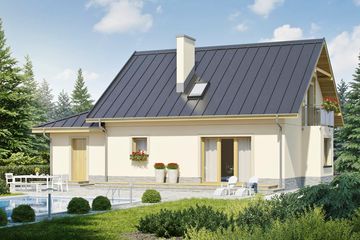  Projekt domu w Pensylwanii 2 z garażem (kotłownia na paliwo stałe) (KRN1082) - projekt domu parterowego z poddaszem - Zdjęcie 2