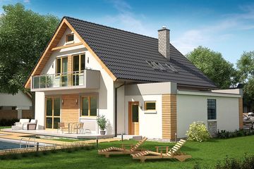 Projekt domu BW-31 - parterowy z poddaszem dom o powierzchni 119,70 m², dach dwuspadowy - ujęcie 2