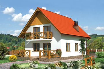  Projekt domu Biedronka - murowana – ceramika (KRD2324) - projekt domu parterowego z poddaszem - Zdjęcie 2