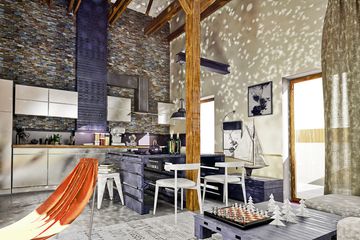 Projekt domu Bernikla z garażem 2-st. [A1] - parterowy z poddaszem dom o powierzchni 146,80 m², dach dwuspadowy - ujęcie 4