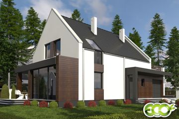 Projekt domu Rumcajs z garażem 1-st. [A] - parterowy z poddaszem dom o powierzchni 119,30 m², dach dwuspadowy - ujęcie 3
