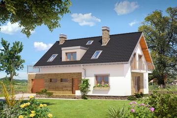  Projekt domu Kobalt - murowana – beton komórkowy (KRD2228) - projekt domu parterowego z poddaszem - Zdjęcie 3