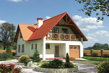  Projekt domu Beryl - murowana – beton komórkowy (KRD1292) - projekt domu parterowego z poddaszem - Zdjęcie 2