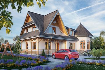  Projekt domu Nowy Zameczek - murowana – ceramika (KRD1167) - projekt domu parterowego z poddaszem - Zdjęcie 2