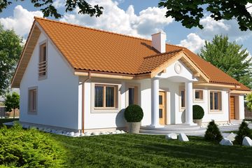  Projekt domu Kinga wersja B pojedynczy garaż (WRD2468) - projekt domu parterowego z poddaszem - Zdjęcie 1