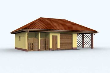  Projekt garażu G119 garaż dwustanowiskowy z wiatą (SLN1212) - projekt garażu parterowego - Zdjęcie 4