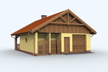  Projekt garażu G121 garaż jednostanowiskowy z werandą i pomieszczeniem gospodarczym (SLN1218) - projekt garażu parterowego - Zdjęcie 4