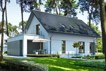  Projekt domu Prosty 1A (WAW1006) - projekt domu parterowego z poddaszem - Zdjęcie 2