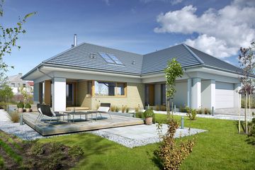  Projekt domu Komfortowy 1 (WAW1040) - projekt domu parterowego z poddaszem - Zdjęcie 1