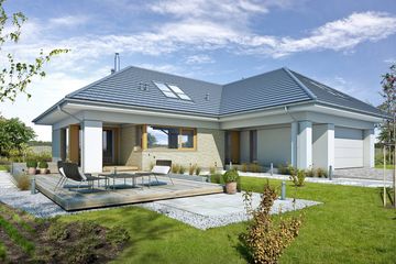  Projekt domu Komfortowy 2 (WAW1041) - projekt domu parterowego z poddaszem - Zdjęcie 1