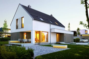  Projekt domu Prosty 1 (WAW1049) - projekt domu parterowego z poddaszem - Zdjęcie 1