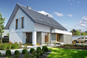  Projekt domu Prosty 2A (WAW1051) - projekt domu parterowego z poddaszem - Zdjęcie 1