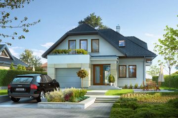  Projekt domu Własny 1 (WAW1056) - projekt domu parterowego z poddaszem - Zdjęcie 1